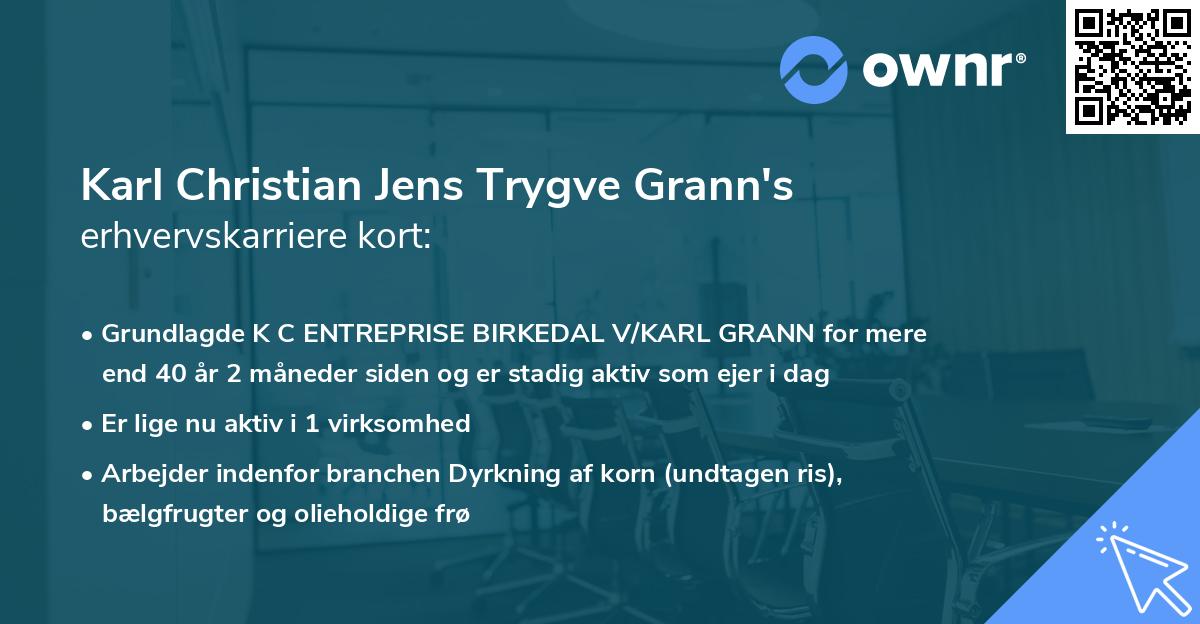 Karl Christian Jens Trygve Grann's erhvervskarriere kort