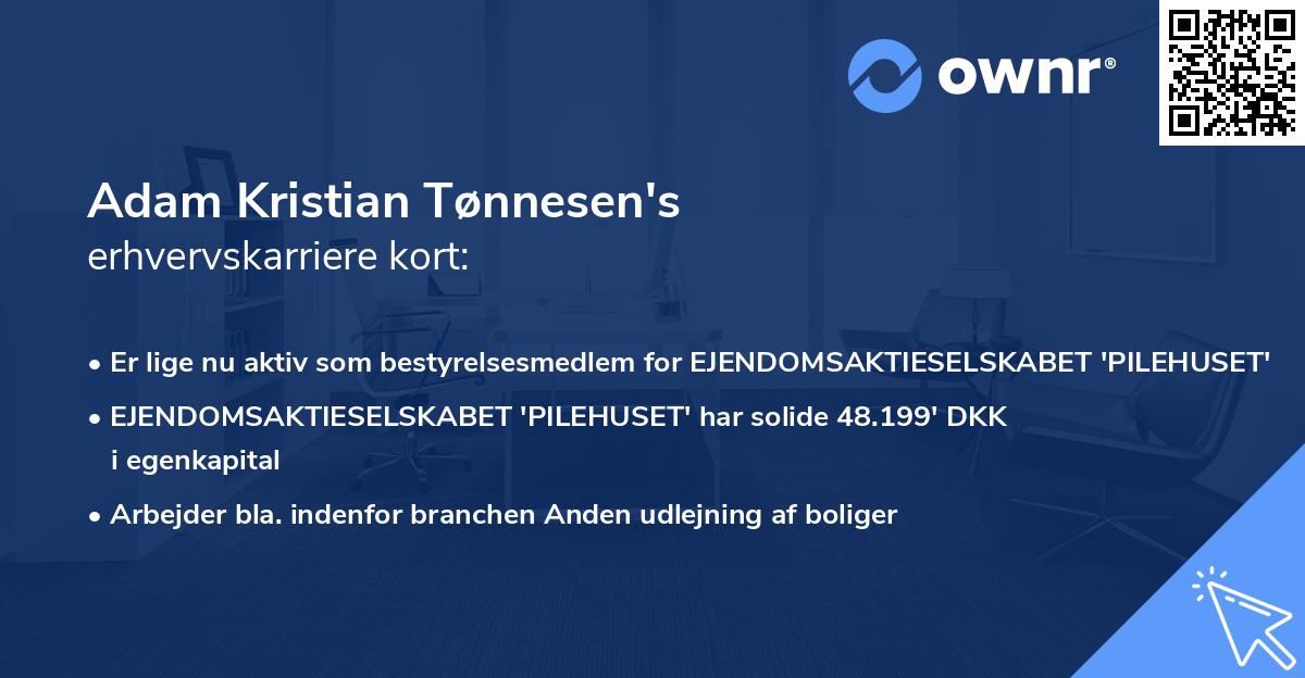 Adam Kristian Tønnesen's erhvervskarriere kort
