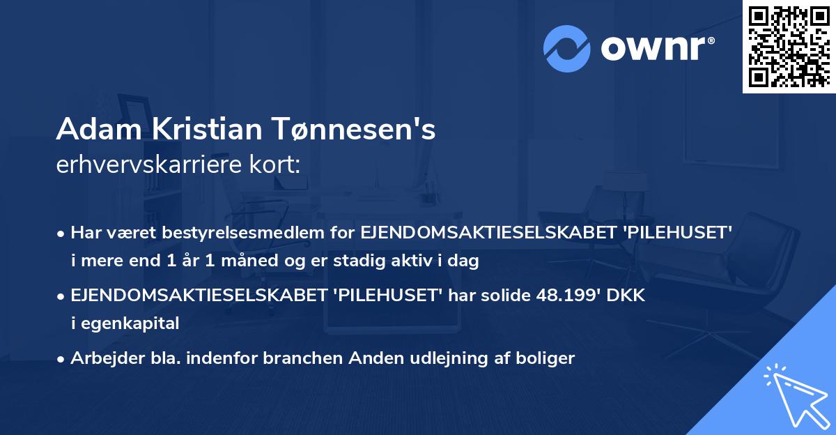 Adam Kristian Tønnesen's erhvervskarriere kort