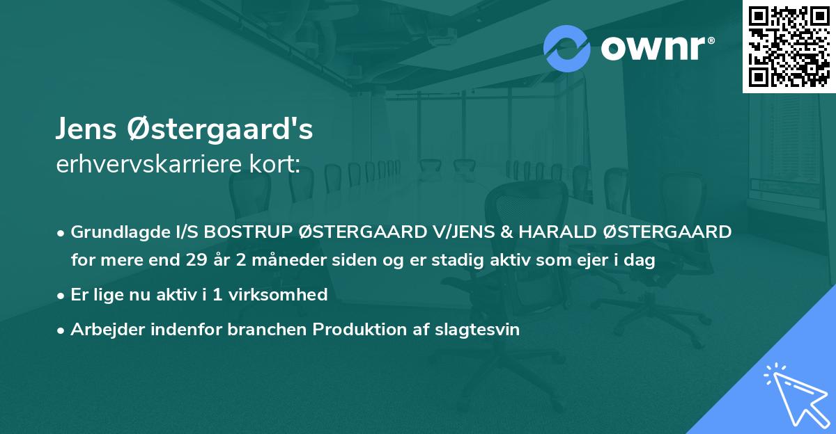 Jens Østergaard's erhvervskarriere kort