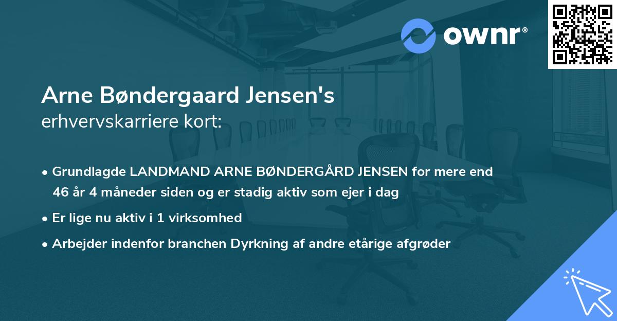 Arne Bøndergaard Jensen's erhvervskarriere kort
