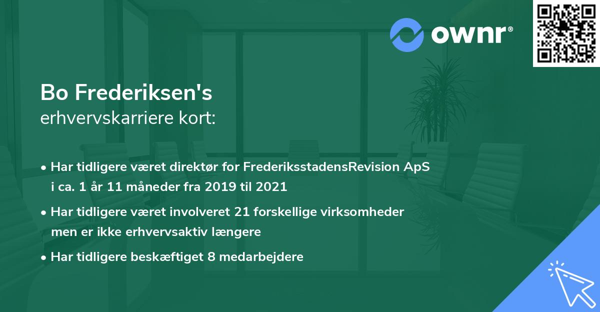 Bo Frederiksen's erhvervskarriere kort