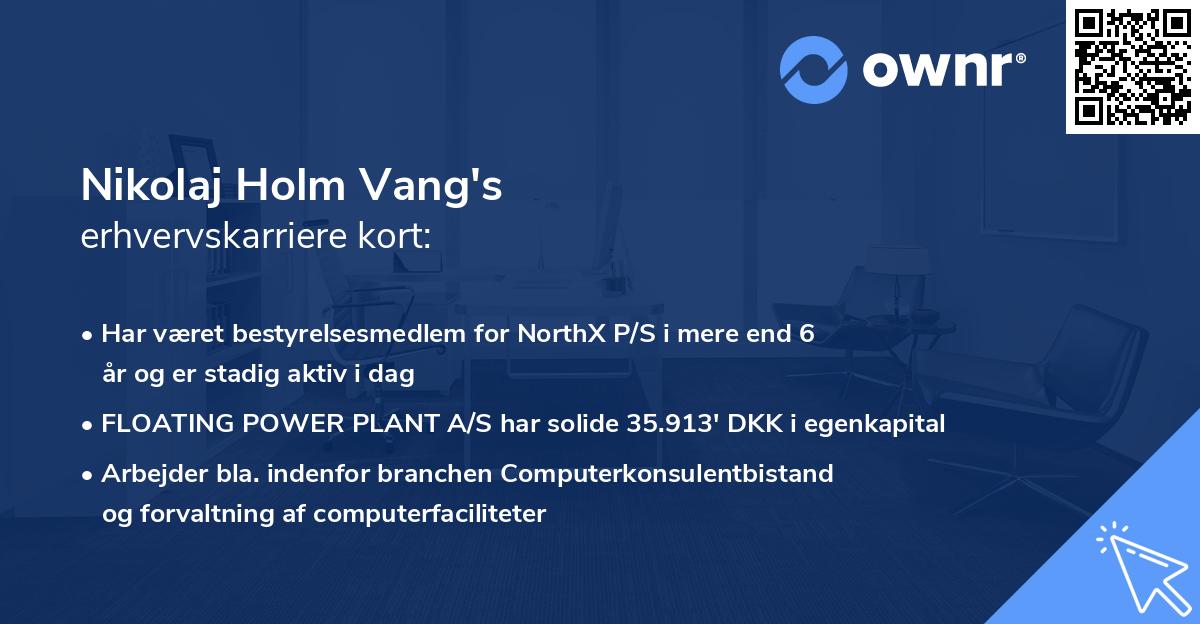 Nikolaj Holm Vang's erhvervskarriere kort