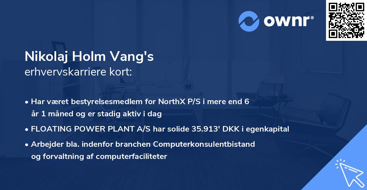 Nikolaj Holm Vang's erhvervskarriere kort