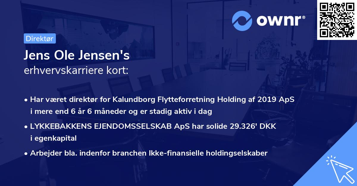 Jens Ole Jensen's erhvervskarriere kort