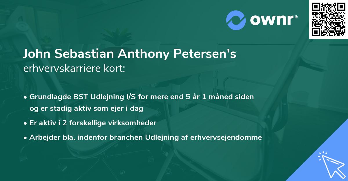 John Sebastian Anthony Petersen's erhvervskarriere kort