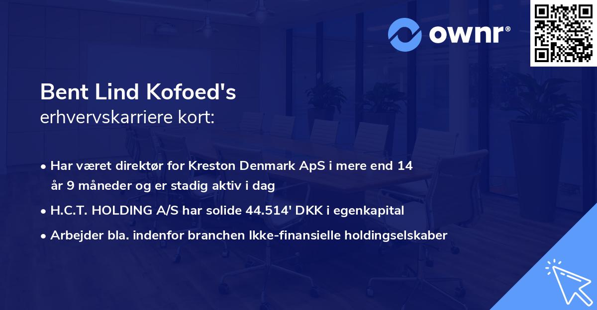 Bent Lind Kofoed's erhvervskarriere kort