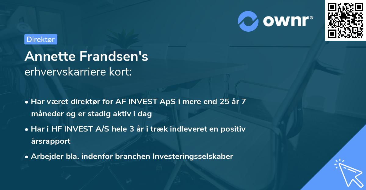 Annette Frandsen's erhvervskarriere kort