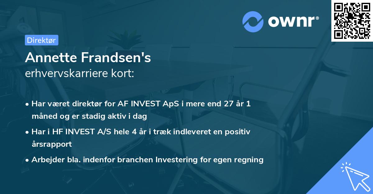 Annette Frandsen's erhvervskarriere kort
