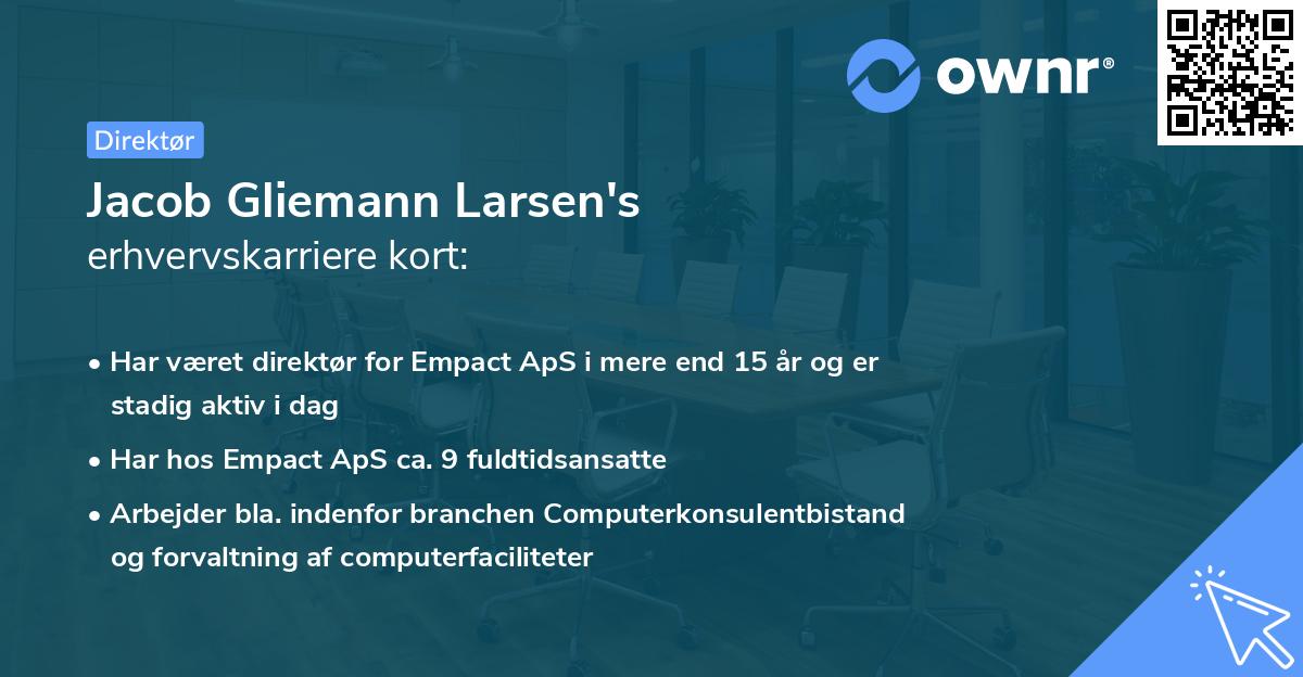 Jacob Gliemann Larsen's erhvervskarriere kort
