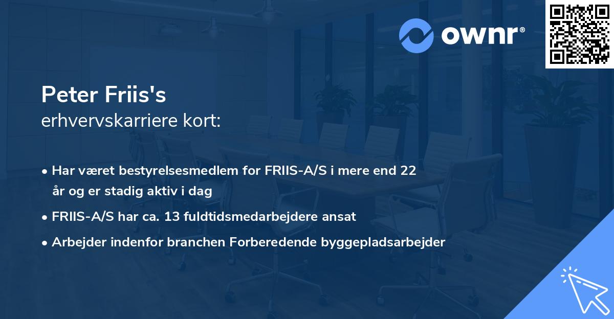 Peter Friis's erhvervskarriere kort