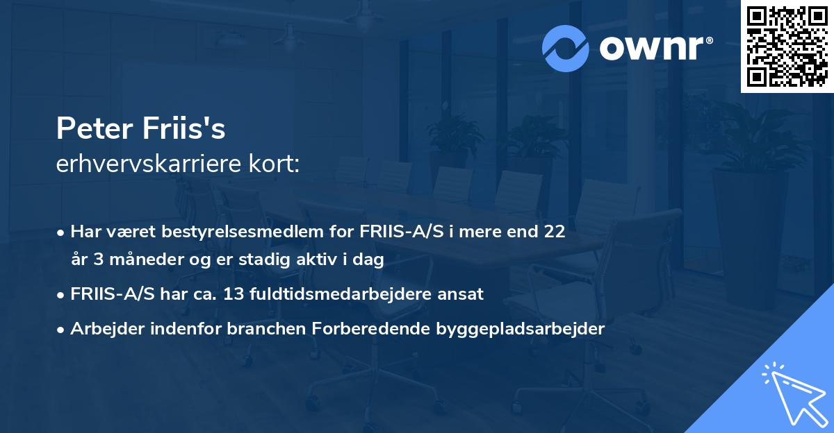 Peter Friis's erhvervskarriere kort
