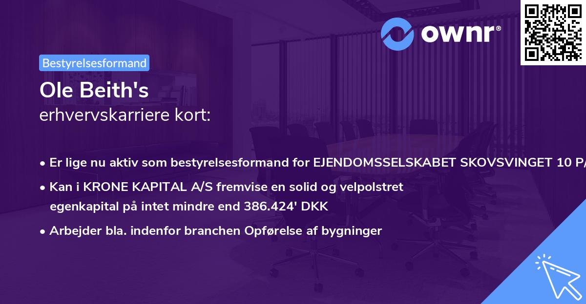 Ole Beith's erhvervskarriere kort