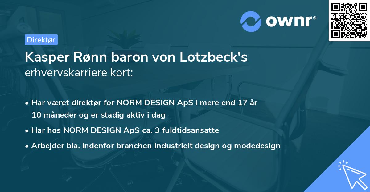 Kasper Rønn baron von Lotzbeck's erhvervskarriere kort