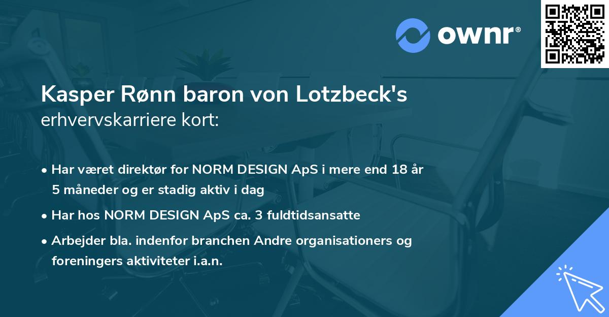 Kasper Rønn baron von Lotzbeck's erhvervskarriere kort