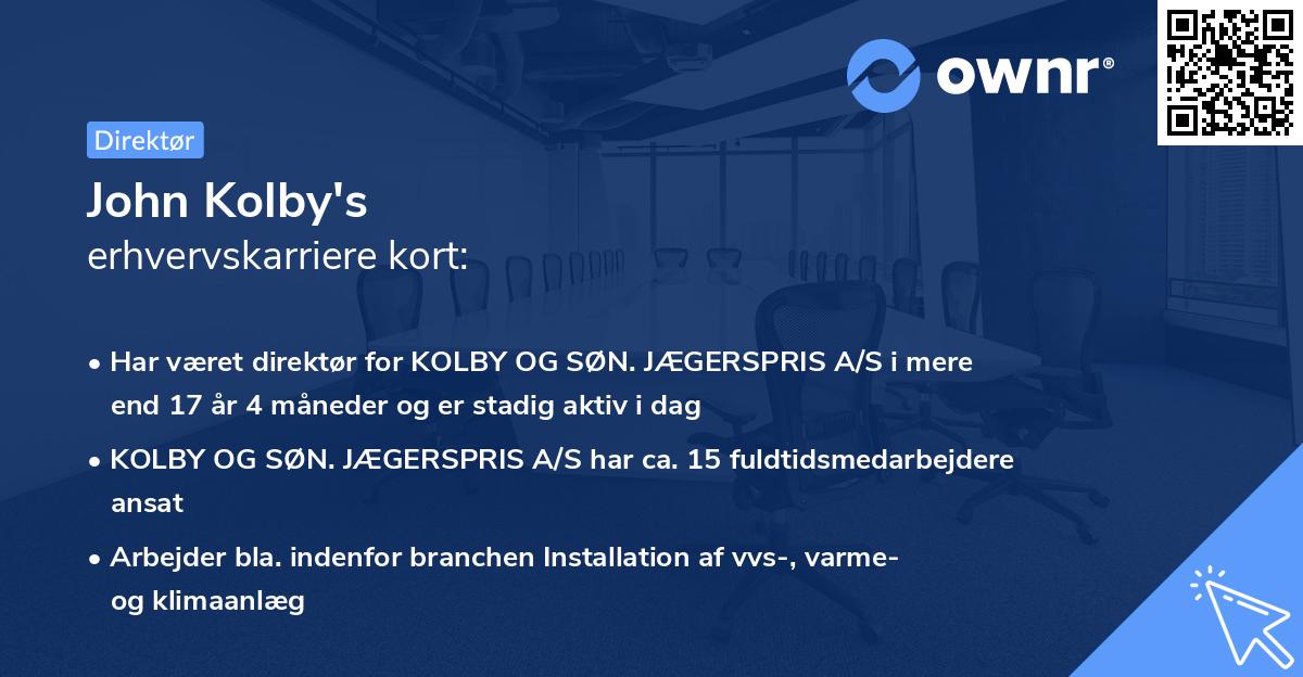 John Kolby's erhvervskarriere kort