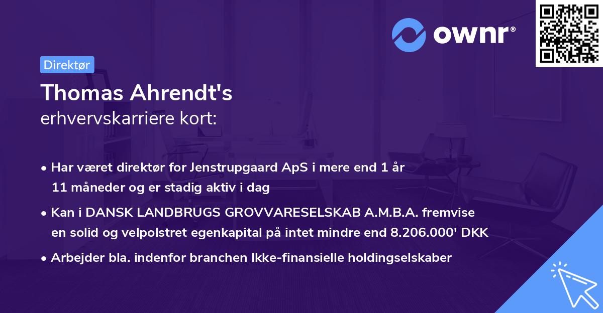 Thomas Ahrendt's erhvervskarriere kort