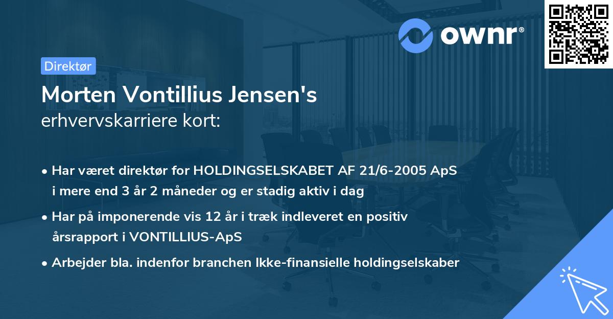 Morten Vontillius Jensen's erhvervskarriere kort