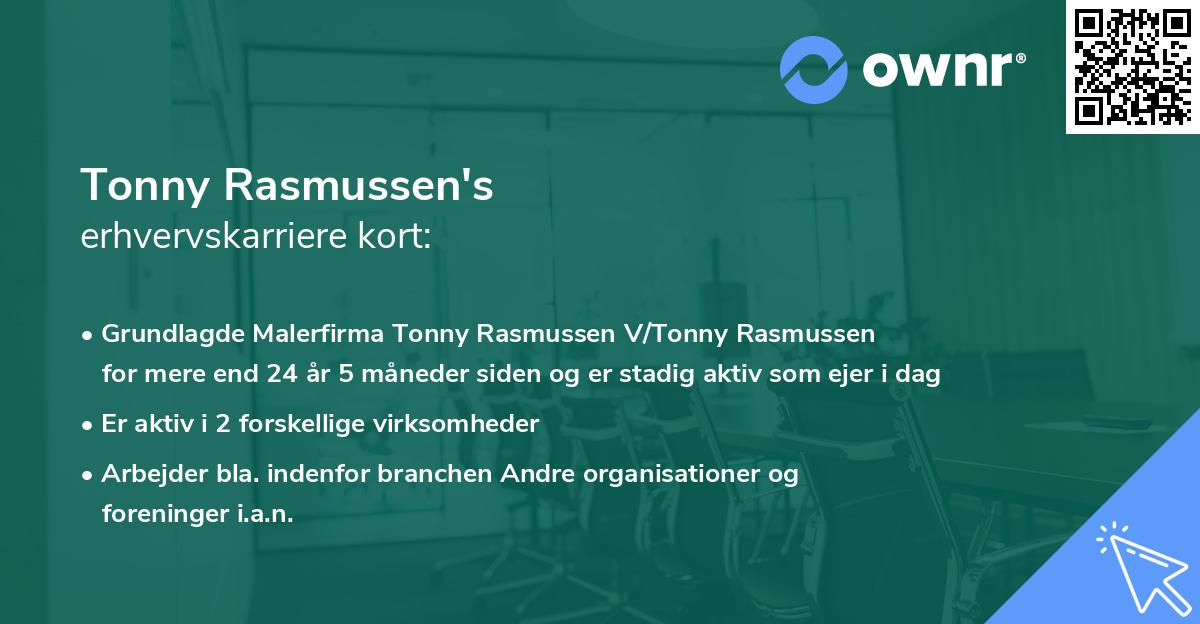 Tonny Rasmussen's erhvervskarriere kort