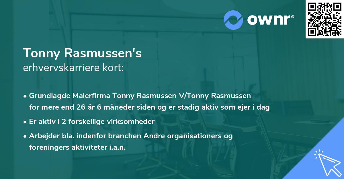 Tonny Rasmussen's erhvervskarriere kort