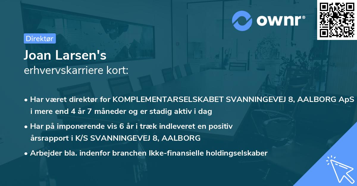 Joan Larsen's erhvervskarriere kort