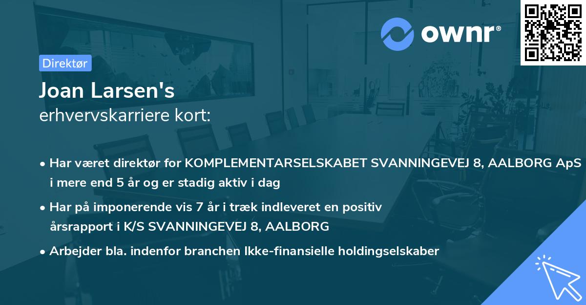 Joan Larsen's erhvervskarriere kort