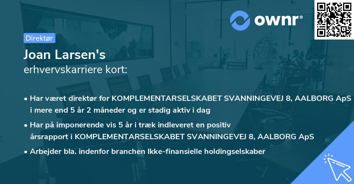 Joan Larsen's erhvervskarriere kort