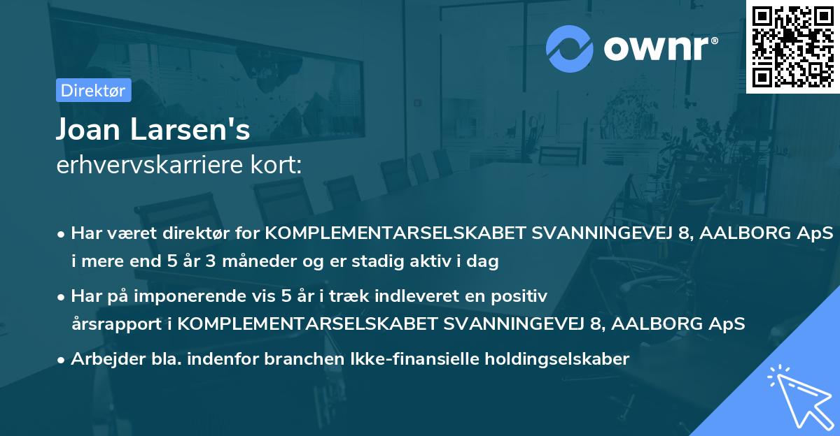 Joan Larsen's erhvervskarriere kort