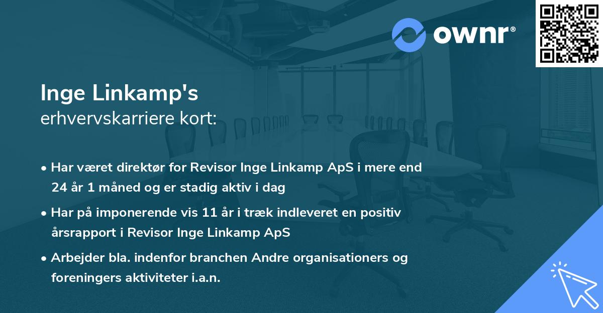 Inge Linkamp's erhvervskarriere kort