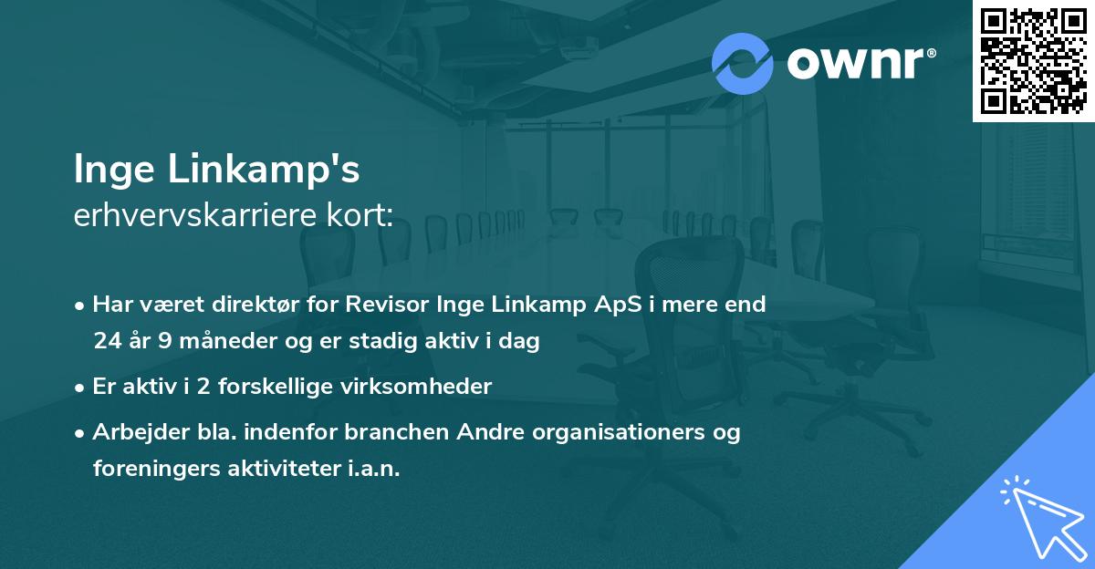 Inge Linkamp's erhvervskarriere kort