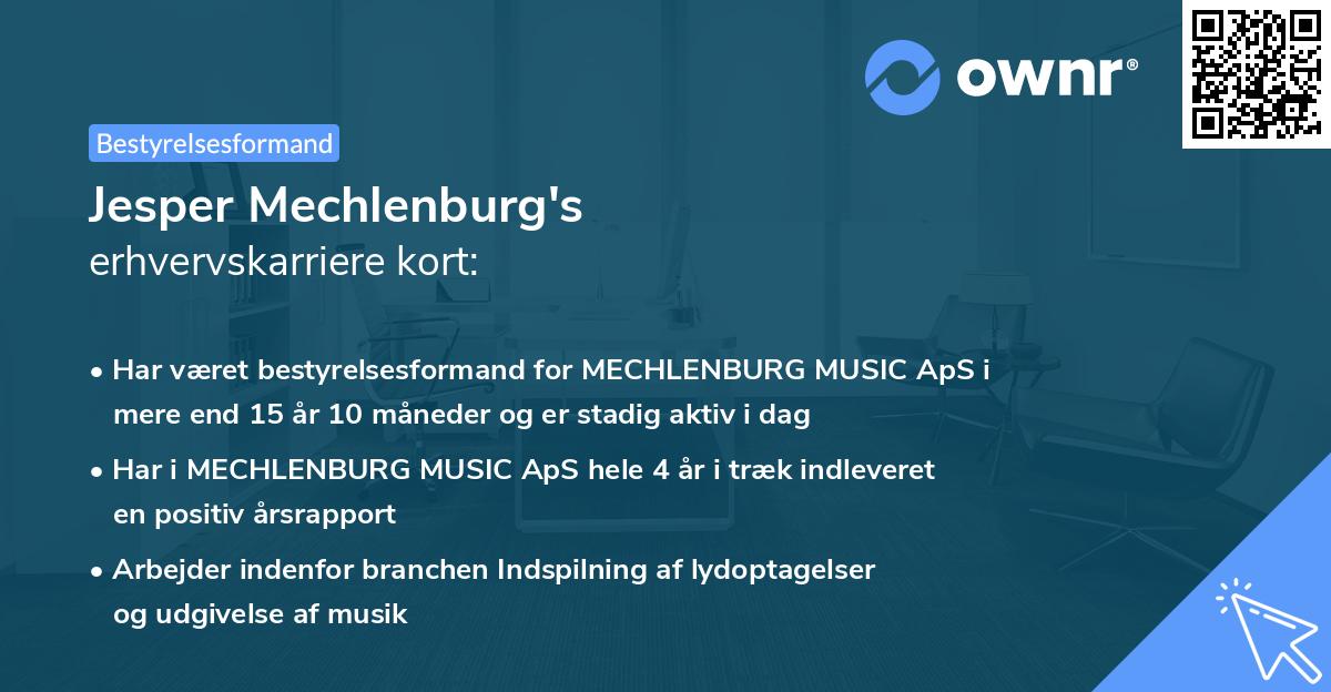 Jesper Mechlenburg's erhvervskarriere kort