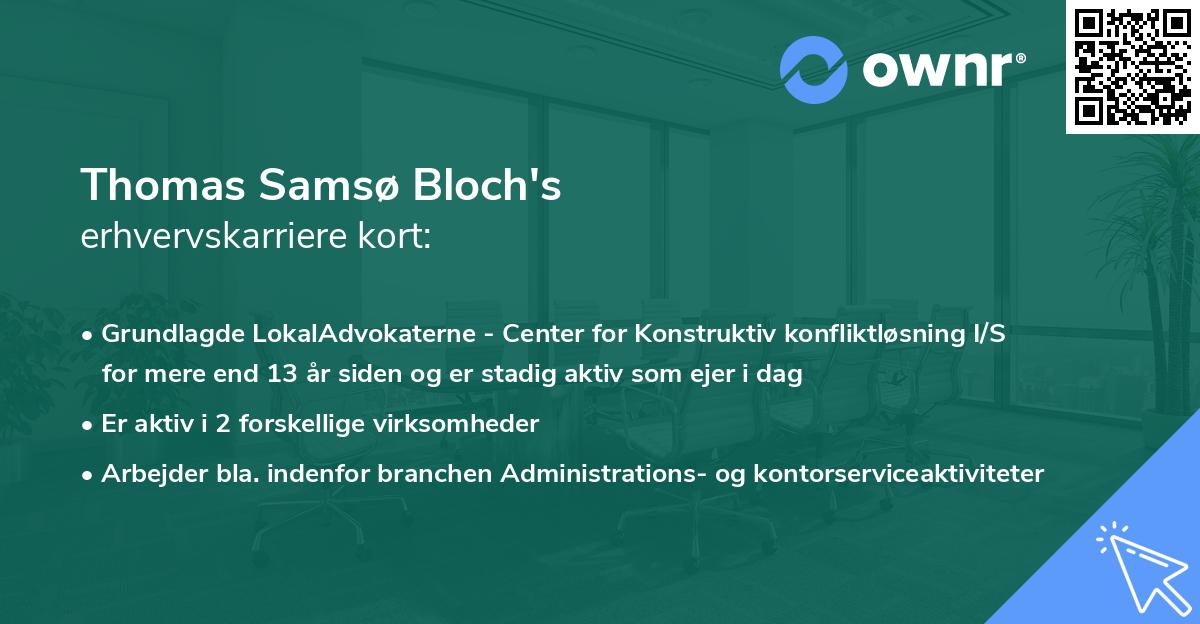 Thomas Samsø Bloch's erhvervskarriere kort