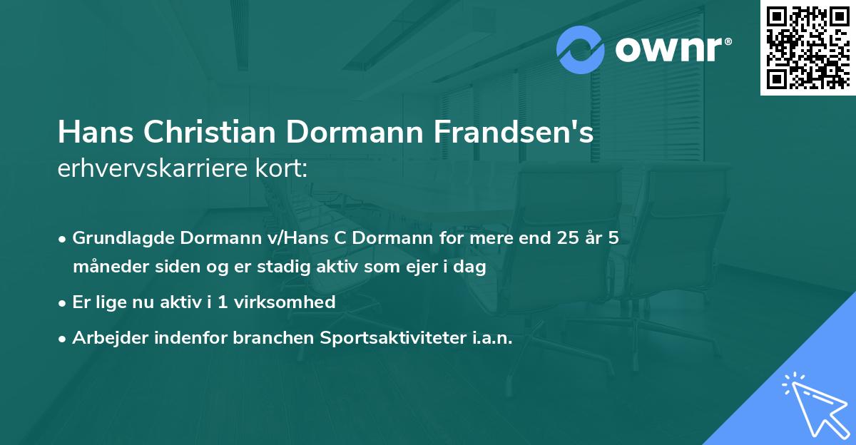 Hans Christian Dormann Frandsen's erhvervskarriere kort