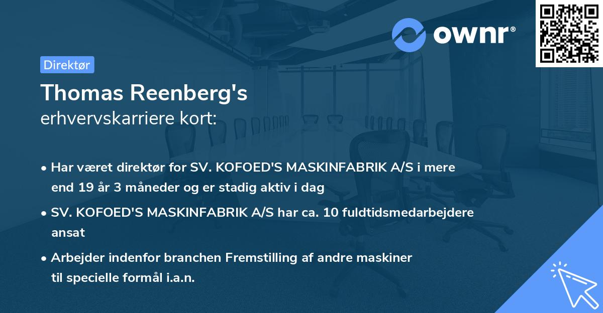 Thomas Reenberg's erhvervskarriere kort