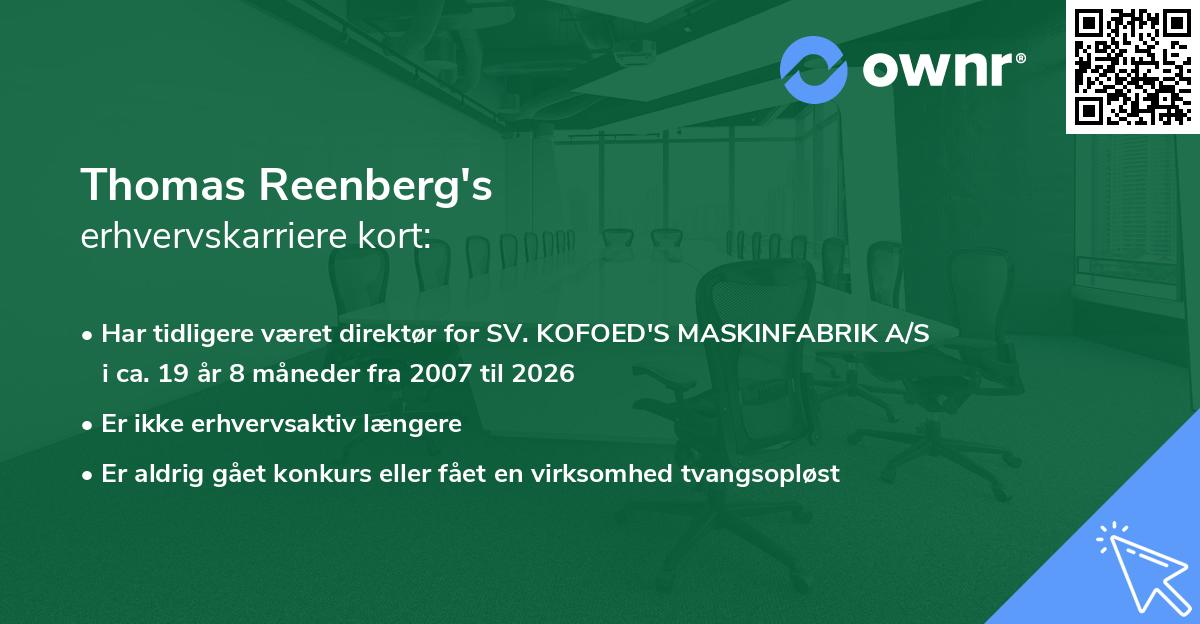 Thomas Reenberg's erhvervskarriere kort
