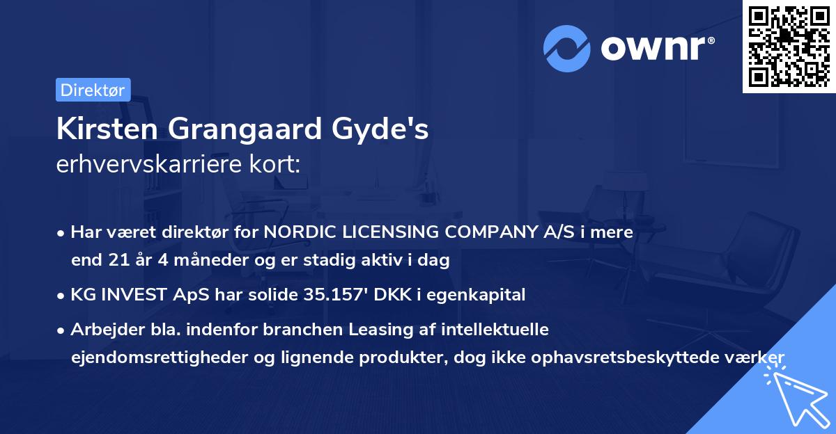 Kirsten Grangaard Gyde's erhvervskarriere kort