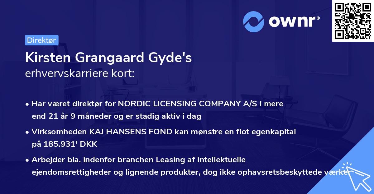 Kirsten Grangaard Gyde's erhvervskarriere kort