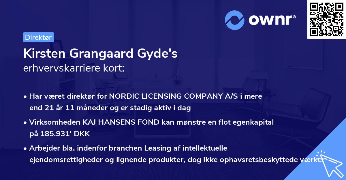 Kirsten Grangaard Gyde's erhvervskarriere kort