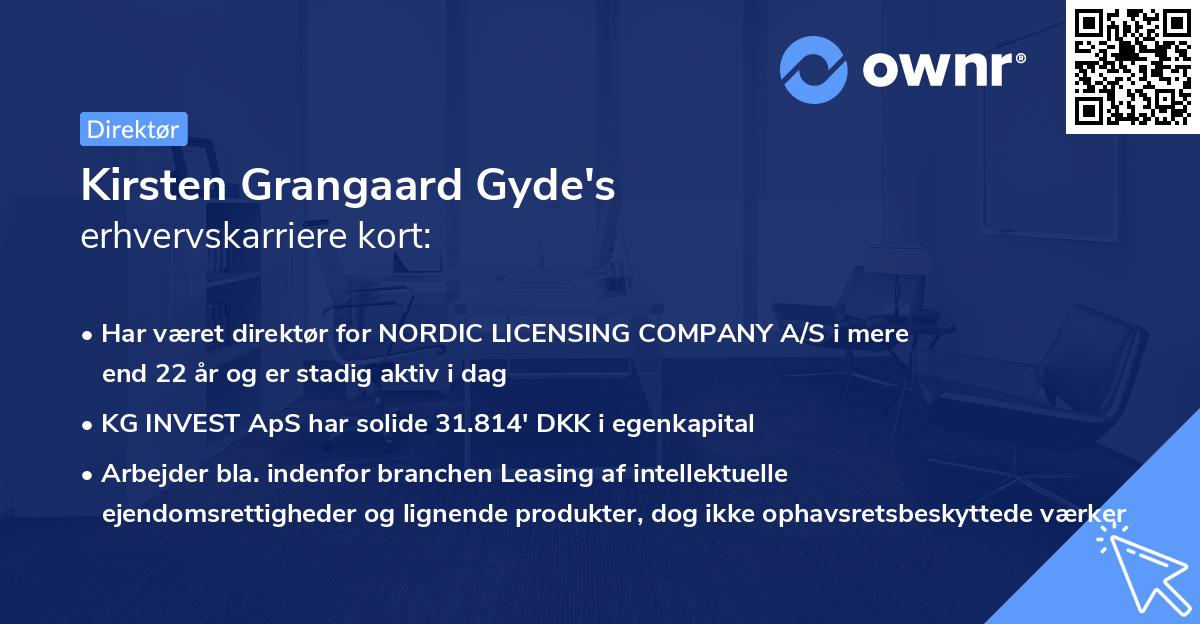 Kirsten Grangaard Gyde's erhvervskarriere kort