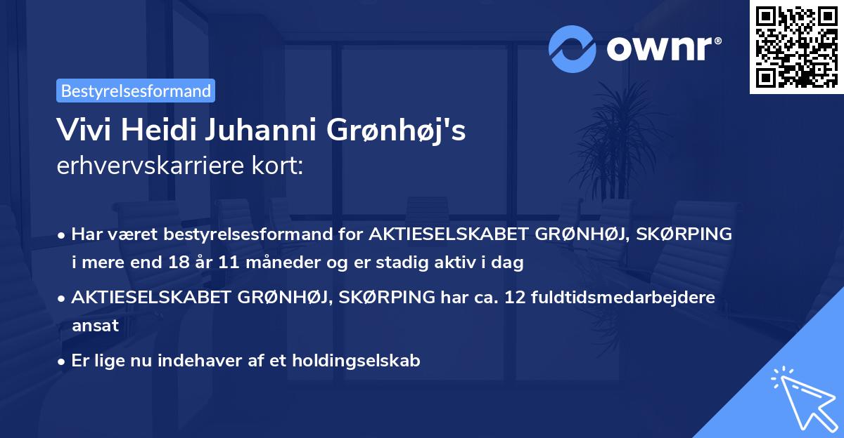 Vivi Heidi Juhanni Grønhøj's erhvervskarriere kort