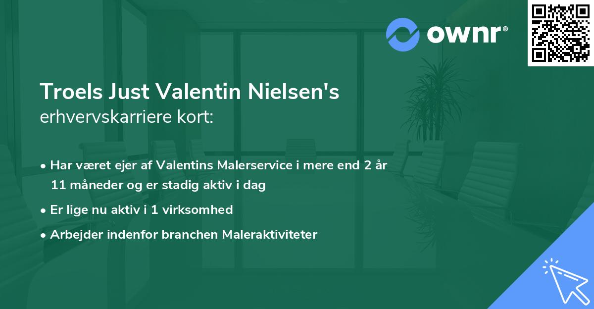 Troels Just Valentin Nielsen's erhvervskarriere kort