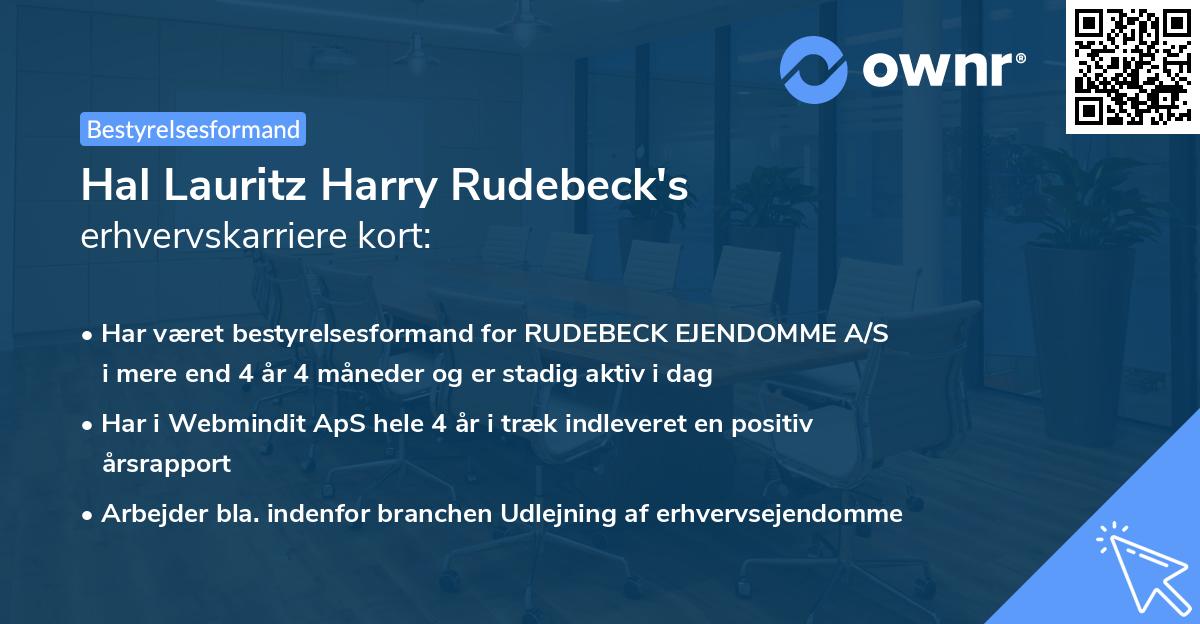 Hal Lauritz Harry Rudebeck's erhvervskarriere kort