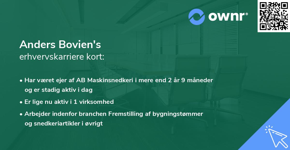 Anders Bovien's erhvervskarriere kort