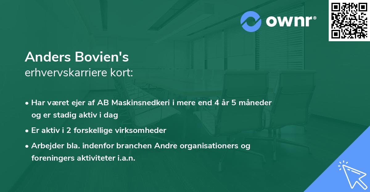 Anders Bovien's erhvervskarriere kort