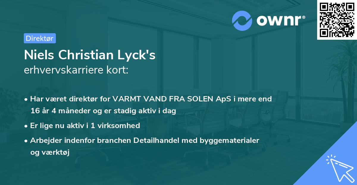 Niels Christian Lyck's erhvervskarriere kort