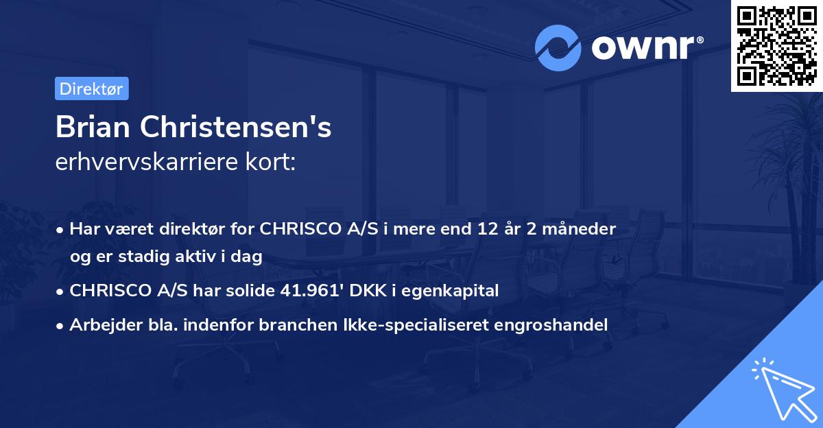 Brian Christensen's erhvervskarriere kort