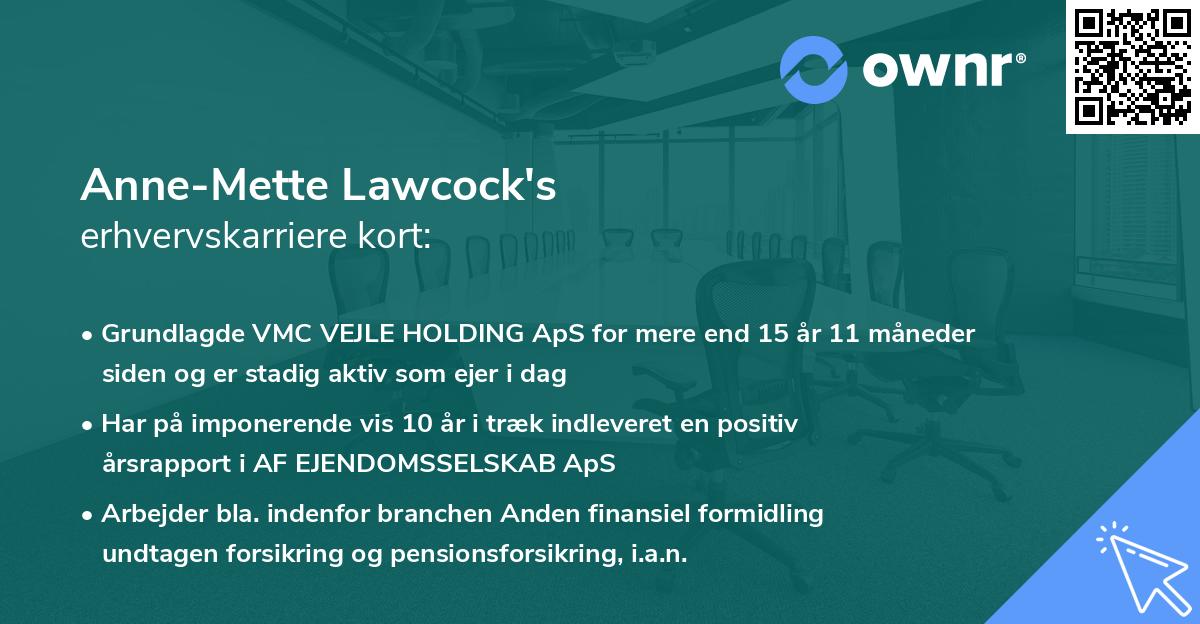 Anne-Mette Lawcock's erhvervskarriere kort