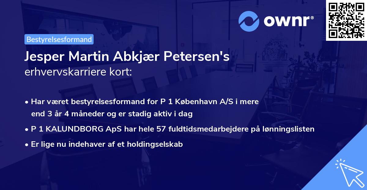 Jesper Martin Abkjær Petersen's erhvervskarriere kort
