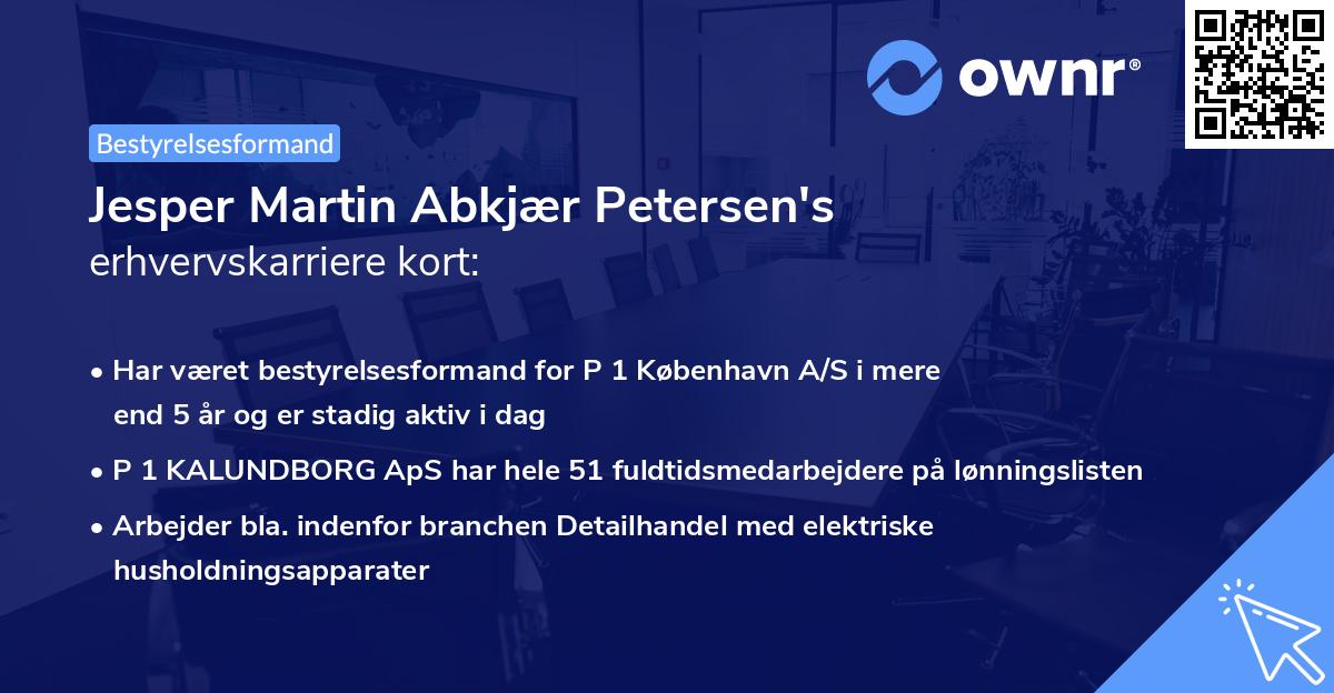 Jesper Martin Abkjær Petersen's erhvervskarriere kort
