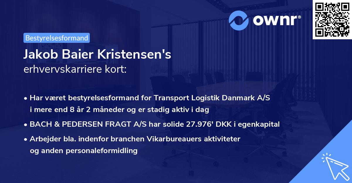 Jakob Baier Kristensen's erhvervskarriere kort